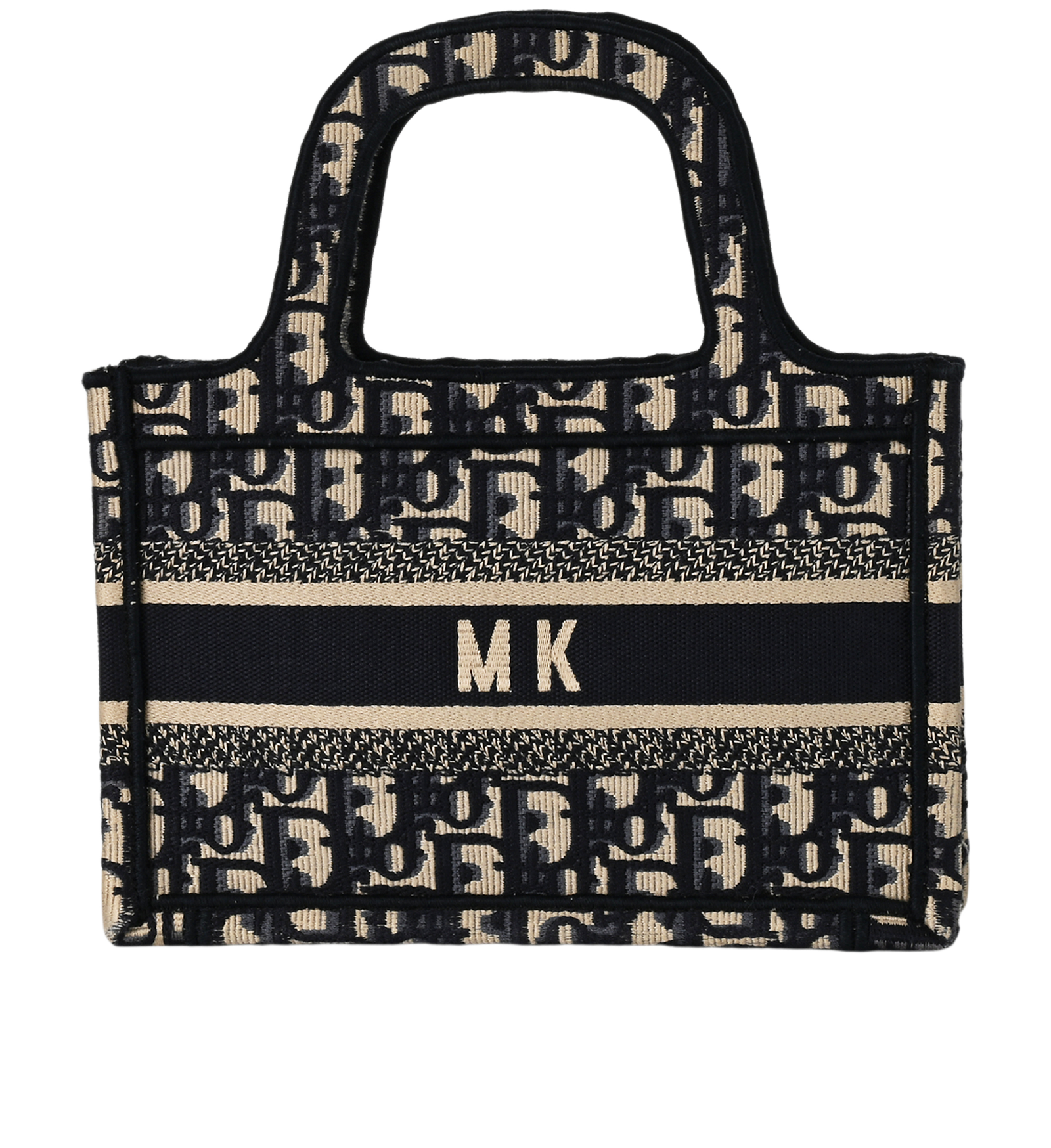 Mini Book Tote, &pound;950, Handbags, Beige/Blue, Canvas, Back view